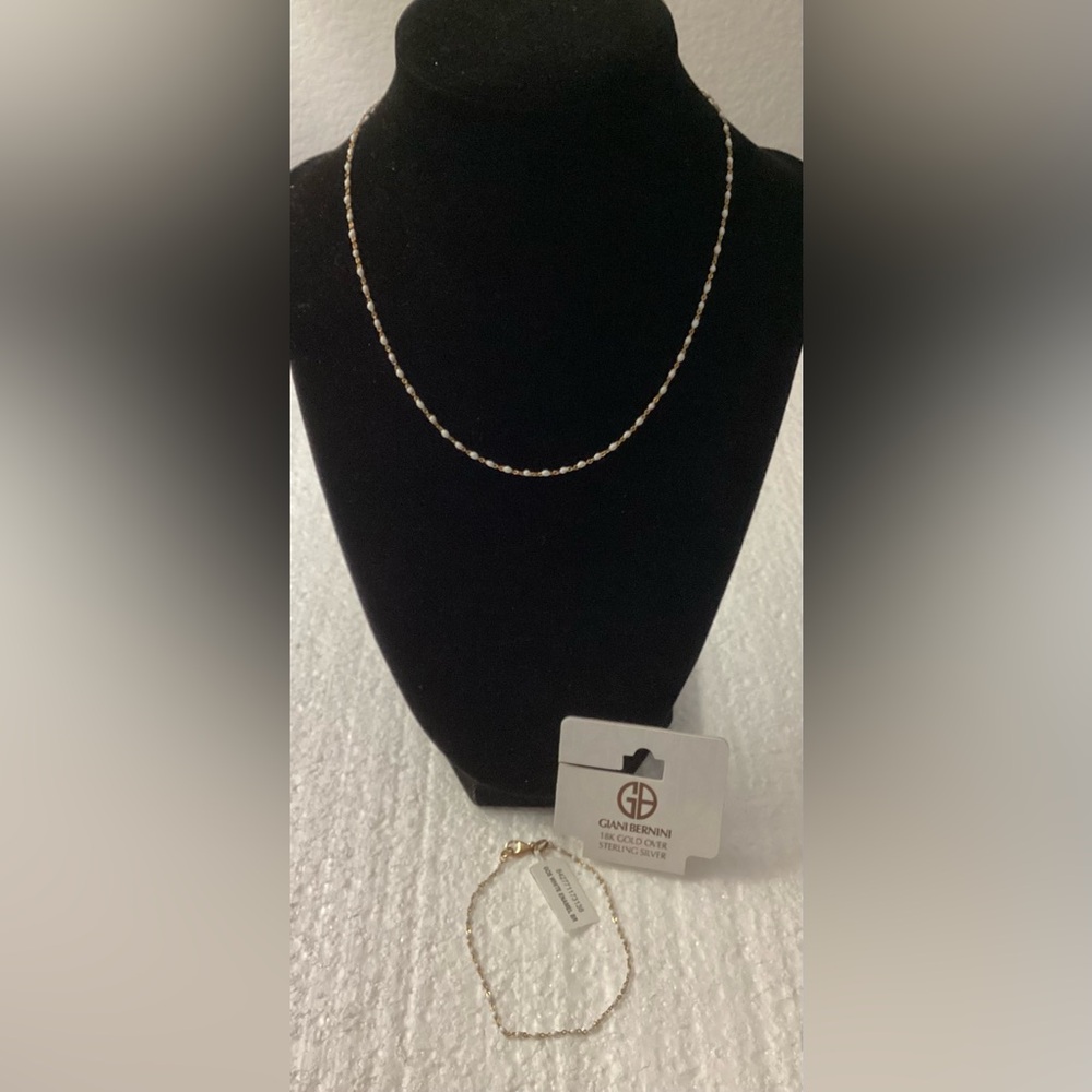 Giani Bernini 18k Gold Over Sterling Silver White Beaded Necklace & Bracelet Set